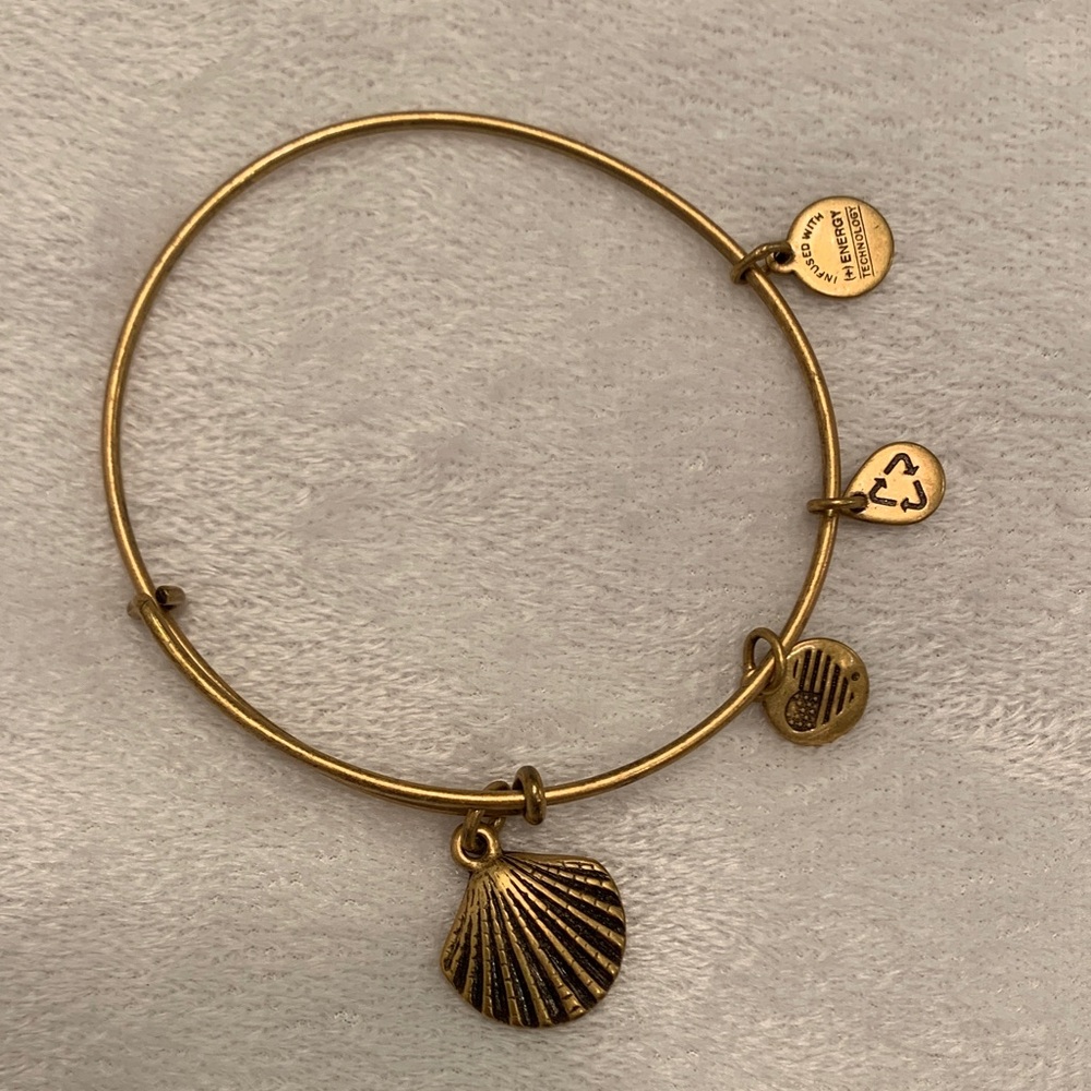 Alex and Ani Gold Shell Charm Bangle Bracelet